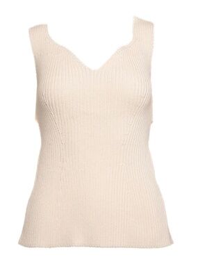 Khaite Ivory Lanae Cutout Ribbed Top
